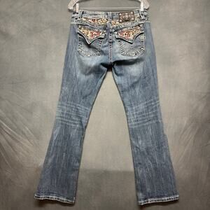 Miss Me Studded Embellished Jeans Distress Signature Bootcut Stretchy Low Rise